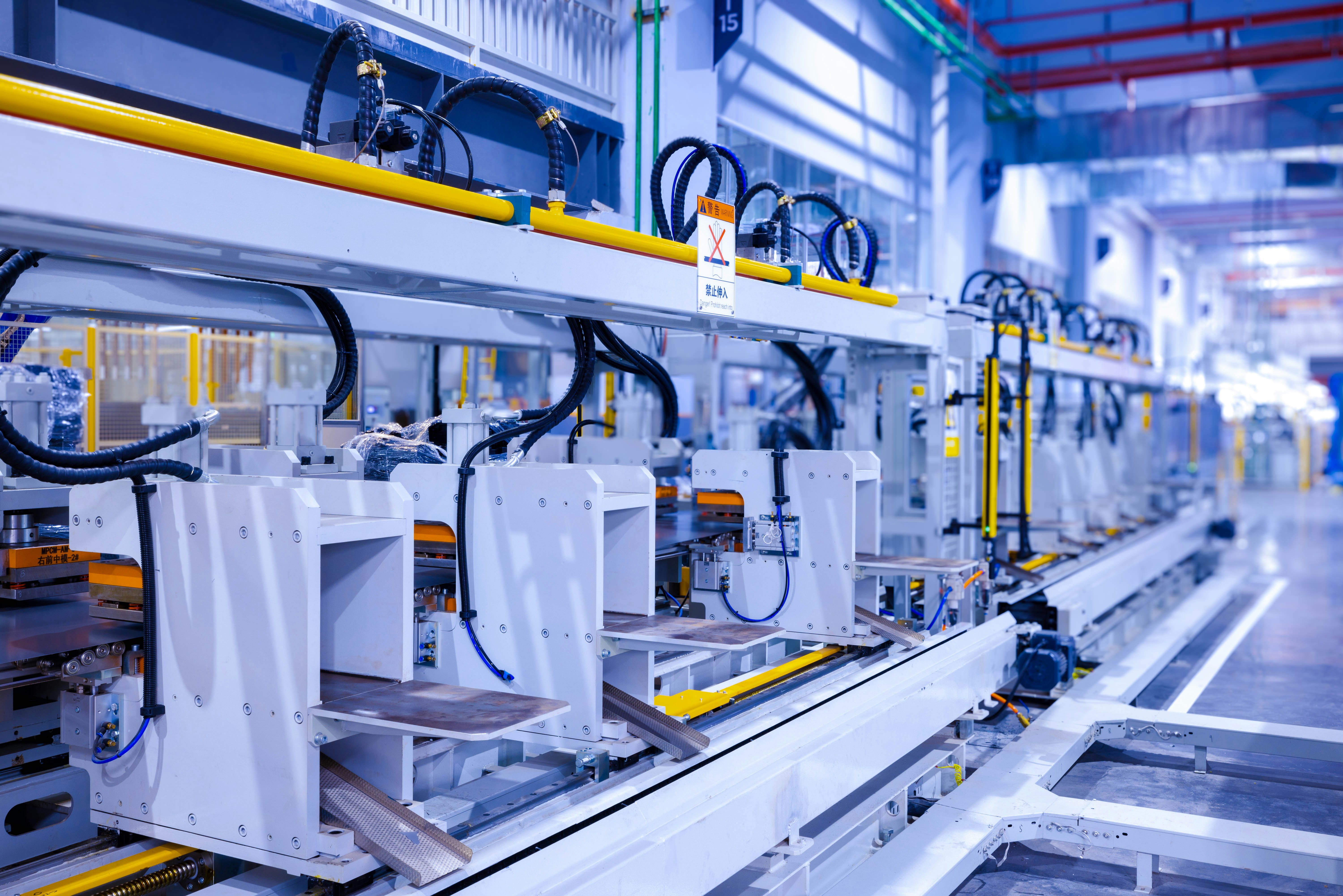 Manufacturing production line in an industrial facility